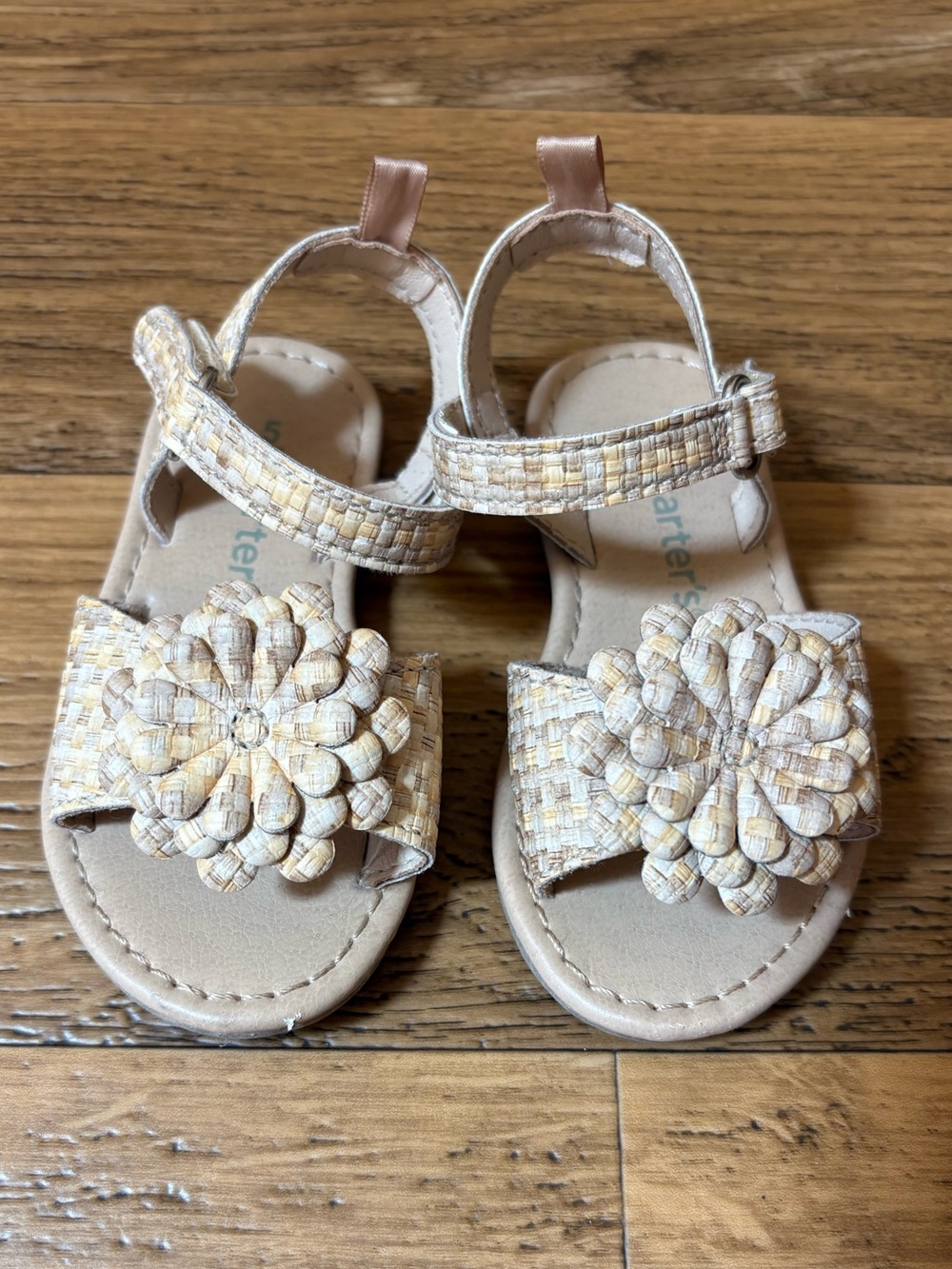 Carter's Beige Braided Flower Toddler Sandals Sz 5